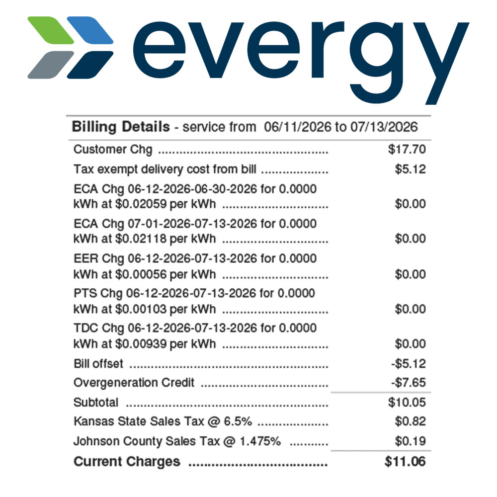 Stillwell Solar Evergy Bill